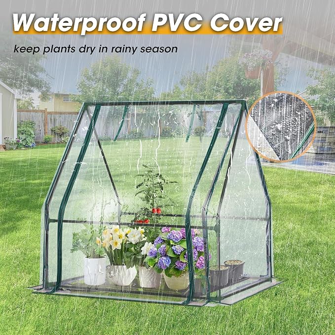 Mini Greenhouse, 35×35×36" Portable Greenhouse for Indoor Outdoor, Small Green House for Plants, Seedling, Germination (Clear, 35x35x36 inch)