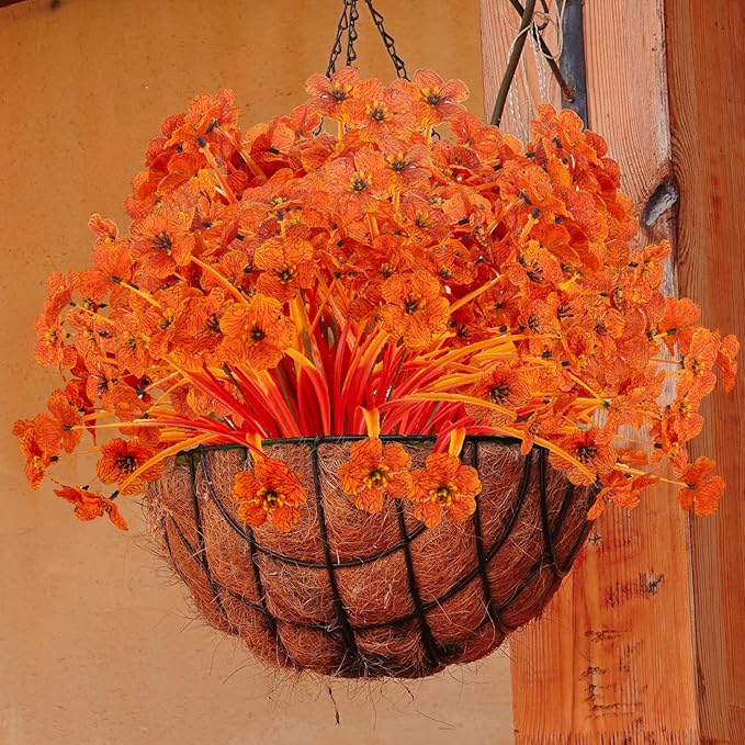 JEMONG 20 Bundles Artificial Fall Flowers No Fade Faux Autumn Plants Fake Flowers No Fade Faux Plastic Plants Thanksgiving Harvest Decoration (Fall Red)