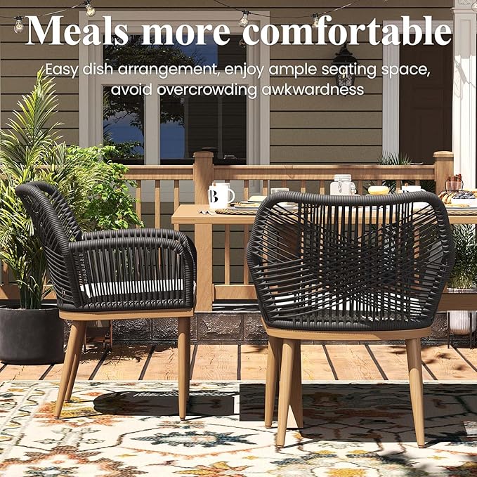 LayinSun Outdoor Dining Set for 8, 9 Pieces Patio Furniture Sets with Aluminum Dining Table and Rope Weave Chairs