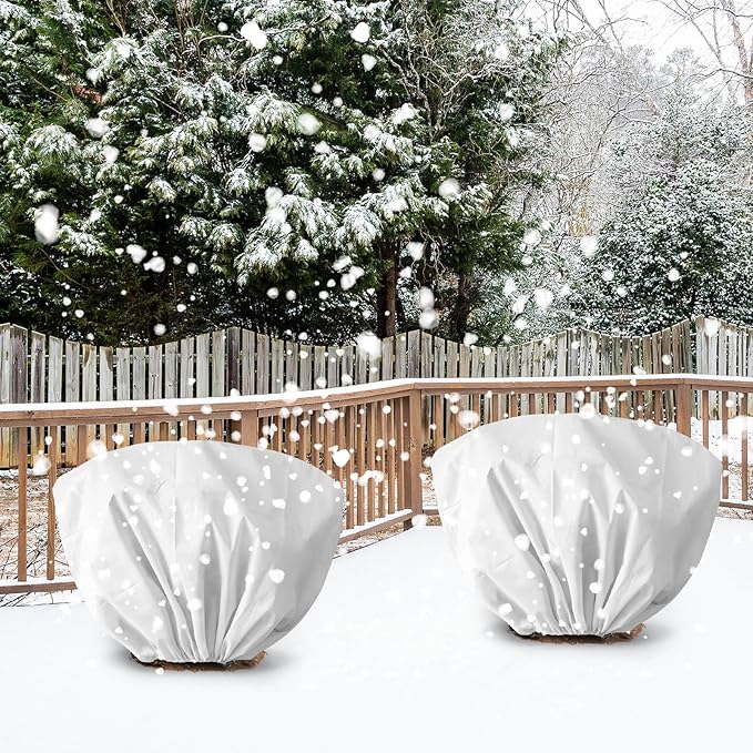 EYNDYN 8 Pcs Plant Covers Frost Protection Bag 39.3" x 19.6" Winter Reusable Plants Jacket with Drawstring Shrub Protection Wraps Bags Frost Blanket for Winter Outdoor Garden Plants