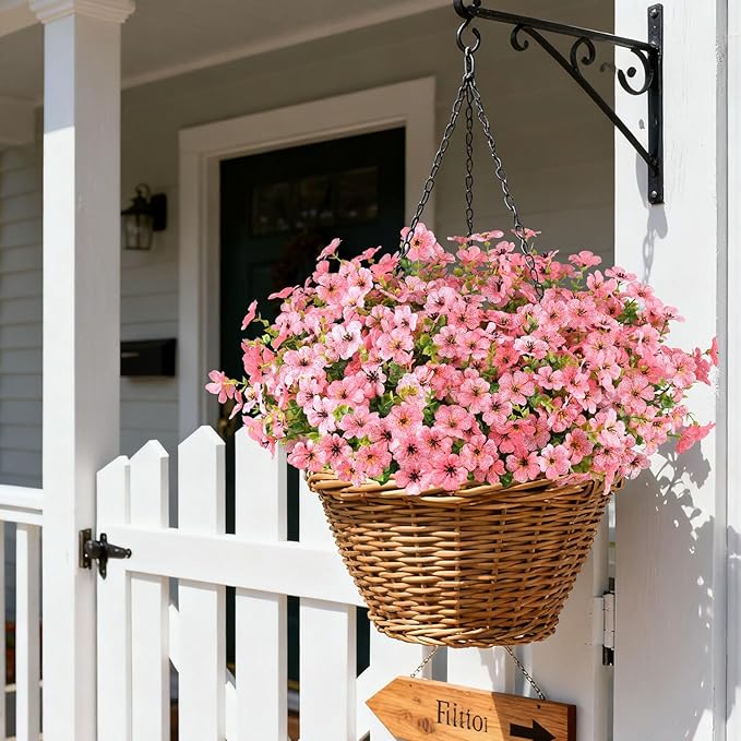 16PCS Fake Flowers for Outdoors, Realistic Fake Artificial Flowers for Outside, No Fade Faux Eucalyptus Plants for Outdoor Planter, Window Box, Hanging Basket - Porch Patio Garden Decor