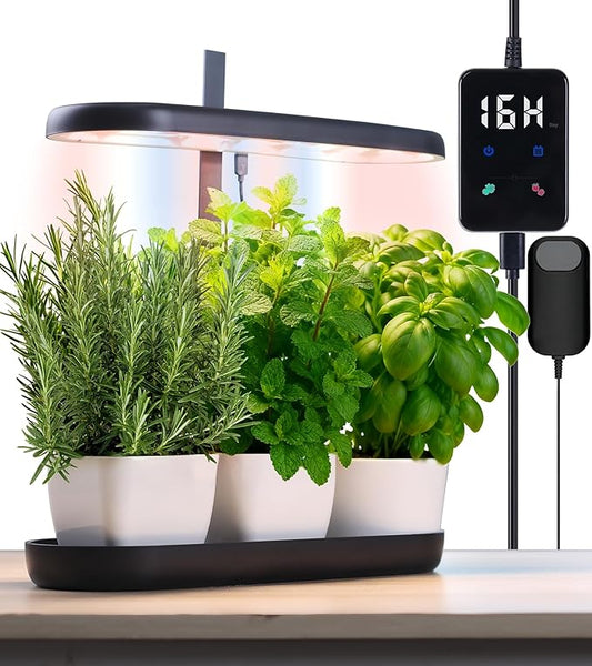 DRYADES Grow Lights for Indoor Plants, 20W Full Spectrum LED Grow Lamp for Indoor Garden with Intelligent Controller, Height Adjustable, Ideal for Home Desk Plant Lighting (Black, ABS Base)