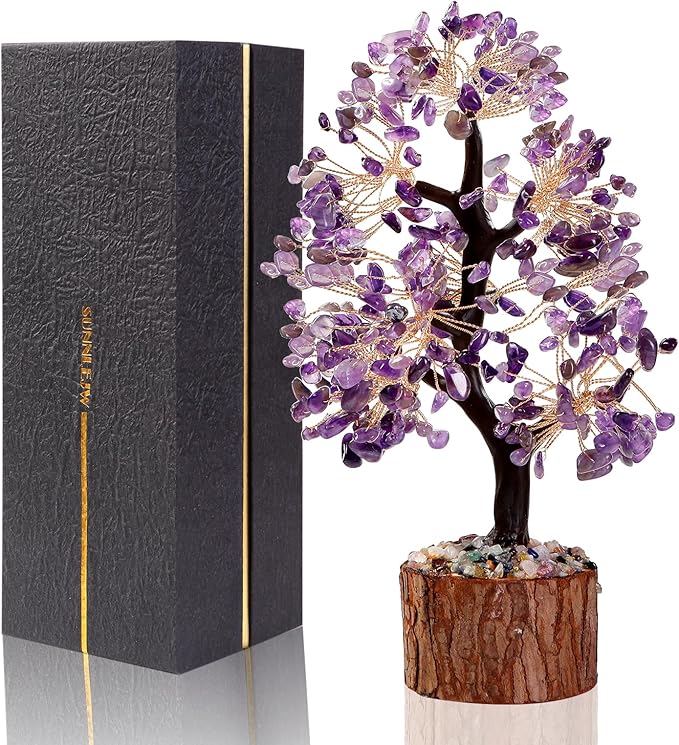 Amethyst Chakra Crystal Tree of Life,Crystals and Healing Stones,Birthday Gifts for Women,Spiritual Meditation Gifts for Positive Energy,Crystal Decor