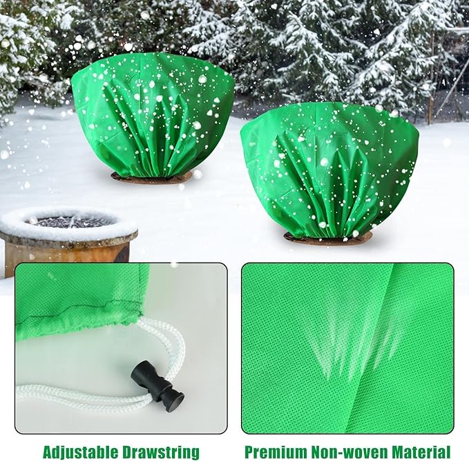 EYNDYN 8 Pcs Plant Covers Frost Protection Bag 39.3" x 19.6" Winter Reusable Plants Jacket with Drawstring Shrub Protection Wraps Bags Frost Blanket for Winter Outdoor Garden Plants