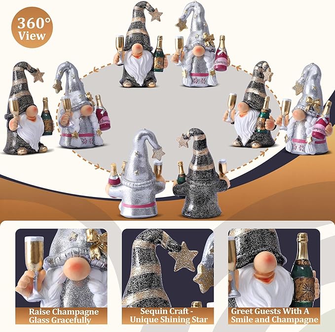 Champagne Gnomes Valentines Day Decorations for Home Party Gnomes Figurines Wine Bar Decor Gnomes Gifts for Women Champagne Birthday Wedding Party Decorations Valentine Gnomes
