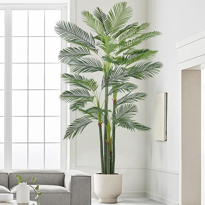 Artificial Palm Tree 9FT(108in) Tall Faux Tree with Large Trunks and 35 Realistic Leaves, Fake Tropical Floor Potted Artificial Plants for Home Office Living Room Indoor Decor (9feet,1Pack)