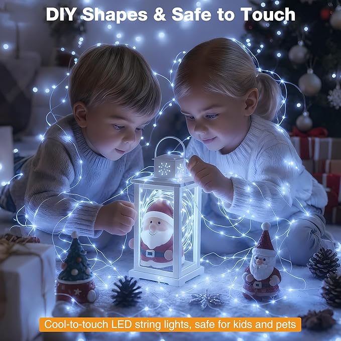 10 Pack 16FT 50 LED Fairy Lights Battery Operated with Timer, 8 Modes USB Mini Twinkle Light, Small String Lights for Christmas Tree Wreath Vase Bedroom DIY Wedding Decorations-Cold White