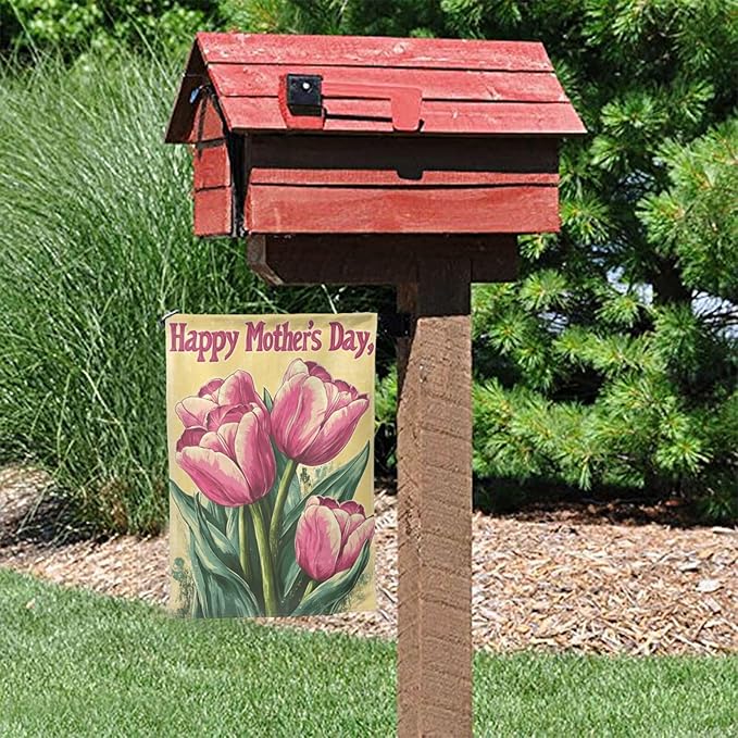 Mothers Day Garden Flag 12x18 Inch Double Sided All-Weather Polyester Outdoor Flag For Patio Lawn Yard And Garden Welcome Decor