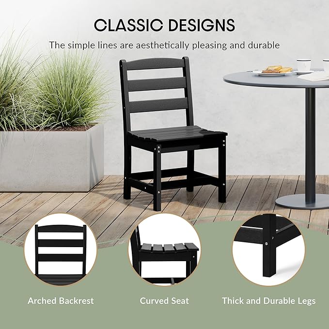 WestinTrends Ashore Outdoor HDPE Patio Classic Armless Dining Side Chair, Black