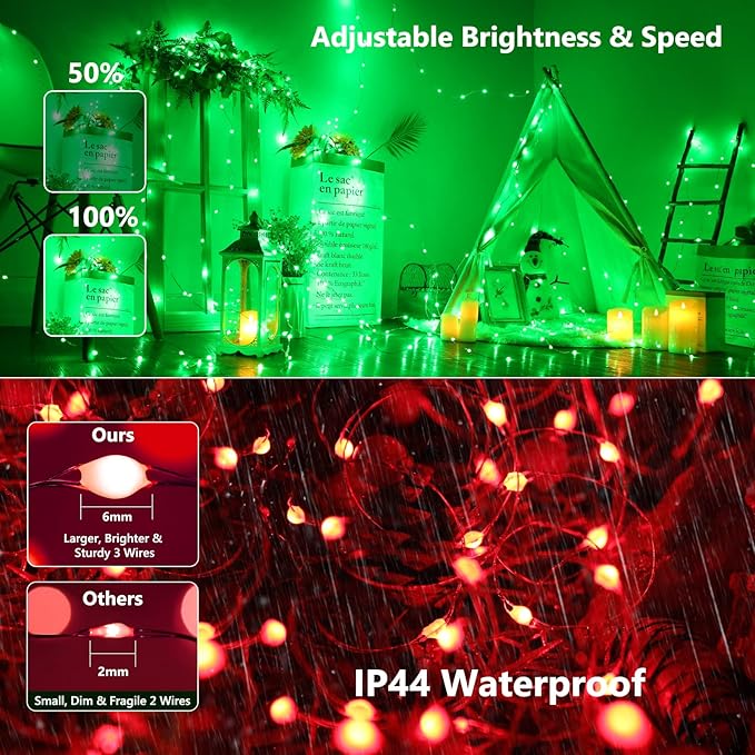 BrizLabs Pastel Fairy String Lights - 2 Pack 66ft 200 LED Color Changing Fairy Lights with Remote, Plug-in RGB Christmas Twinkle Light Rainbow Firefly Starry Light for Xmas Tree Halloween Easter