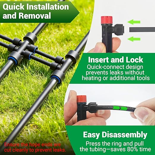 Drip Irrigation System for Garden, 2026 Upgraded DIY Automatic Plant Watering Kit with Push-Fit Connectors, 30 Water-Saving Adjustable Drip Emitters for Yard, Lawn & Greenhouse (100FT)