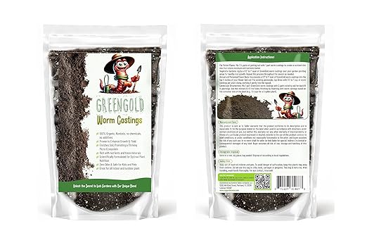 Organic Worm Castings – Earthworm Castings for Plants – Premium Worm Castings Fertilizer for Nutrient-Rich Soil and Healthy Growth (4 QUARTS)