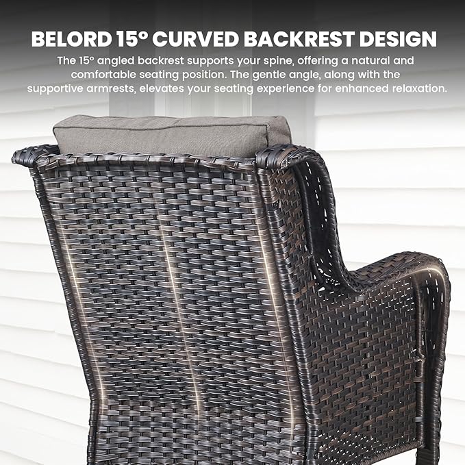 Belord Outdoor Wicker Furniture 5 Pieces Patio Furniture Sofa Set Patio Wicker Chairs with Ottomans Conversation Set for Porch Garden Deck Balcony Poolside