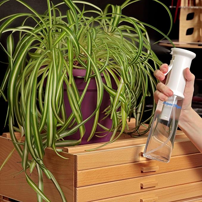 Creative Mark AquaMyst 300 ml Continuous Mist Spray Bottle - 2-Pack - Ergonomic Plant Mister - Water Mister Spray Bottle w/Pre-Compression Technology, Drip-Free 0.3 mm Nozzle, Clear 10.14 oz Bottles