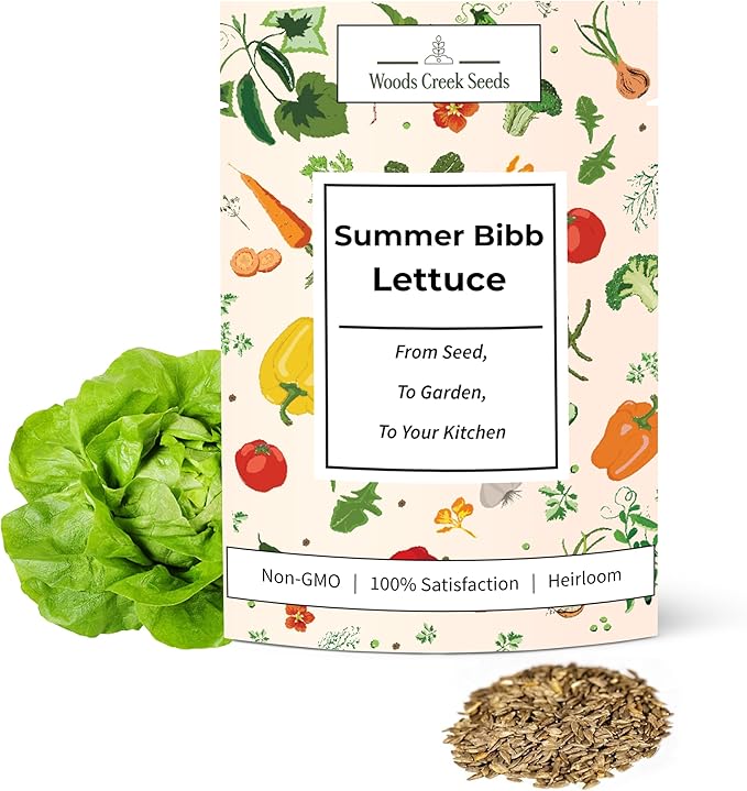 Summer Bibb Heirloom Lettuce Seeds for Planting - Over 2,700 Non-GMO Seed Pack for Growing Indoors, Outdoors, or as Hydroponic Seeds - Beginner-Friendly Green Leaf Lettuce Seed | Woods Creek Seeds