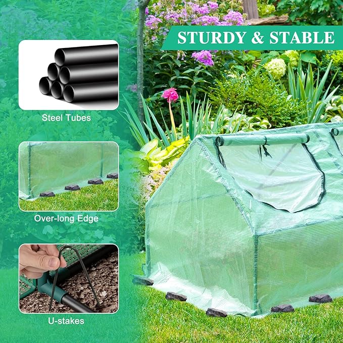 BPS 4x2x2 FT 3-in-1 Mini Greenhouse Kit, Small Greenhouse with Triple-Layer Window for All-Season Vegetable and Plant Growing