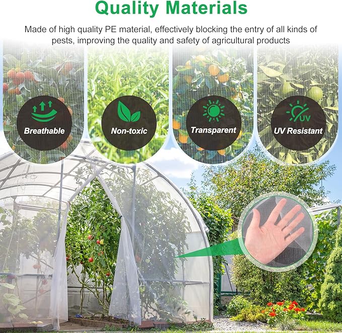 Fippy Garden Netting Pest Barrier, 10 X 50FT Insect Netting for Garden Raised Beds, Garden Bug Netting Plant Mesh for Blueberry Bushes, Figs, Plants, Vegetables Protection