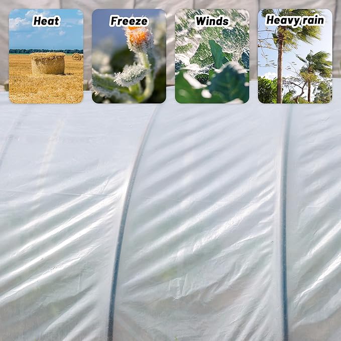 6 Mil Clear Greenhouse Plastic Sheeting,Transparent Plastic Film for Greenhouse, UV Resistant Polyethylene Film for Farm,Garden (8ftx25ft)