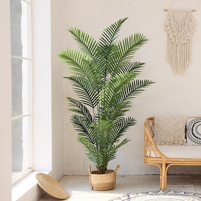 VeriNatural Artificial Palm Tree 6FT Tall Palm Trees UV Resistant Fake Plant Large Potted Faux Tropical Areca Palm Floor Plants for Indoor Outdoor Home Living Room Porch Patio Decor 2 Pack, VN125