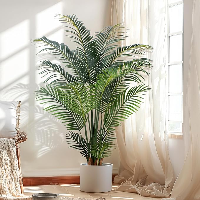 Yepdin Artificial Tropical Palm Plant - 5 Ft Artificial Tree with Plastic Pot for Office and Home Decor, Tall Faux Plants for Indoors and Outdoors, Artificial Silk Palm Housewarming Gift,K150
