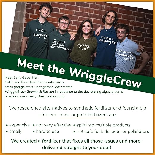 Wrigglebrew Organic Liquid Fertilizer Concentrate from Worm Castings. Non-toxic, All-Purpose, Plant Food for Gardens, Vegetables, Fruits, Houseplants, Seed Starters, and Ornamentals. (32 Fluid Ounces)