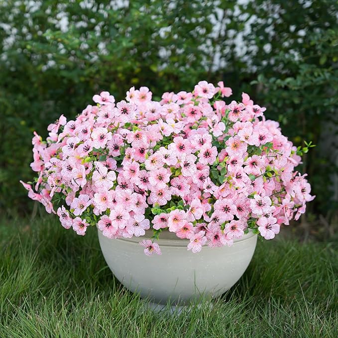 Artificial Flowers for Outdoor Indoor Realistic Faux Flower Spring Summer Garden Home Decoration, Hanging Daisy Flower with Eucalyptus Leaves Fake Plants Greenery Balcony Porch Patio Front Door Decor