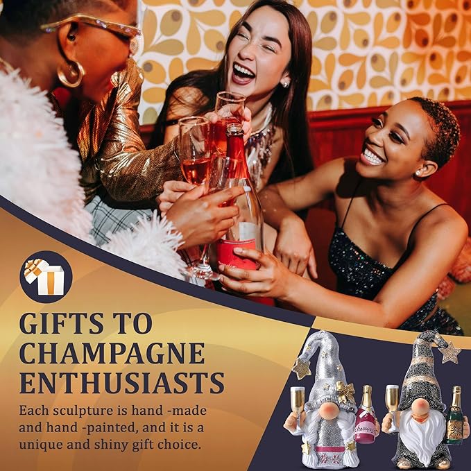 Champagne Gnomes Valentines Day Decorations for Home Party Gnomes Figurines Wine Bar Decor Gnomes Gifts for Women Champagne Birthday Wedding Party Decorations Valentine Gnomes