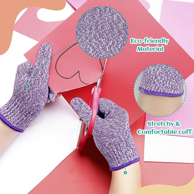 Evridwear Cut Resistant Gloves for Kids 4-6 Years, Level 5 Protection Cutting Gloves Food Grade for Cooking, Whittling, Wood Carving, Gardening and DIY