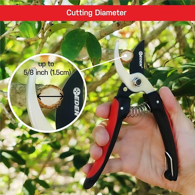Eden 39005 Bypass Pruning Shears, 5/8 inch cutting diameter for Stems and branches