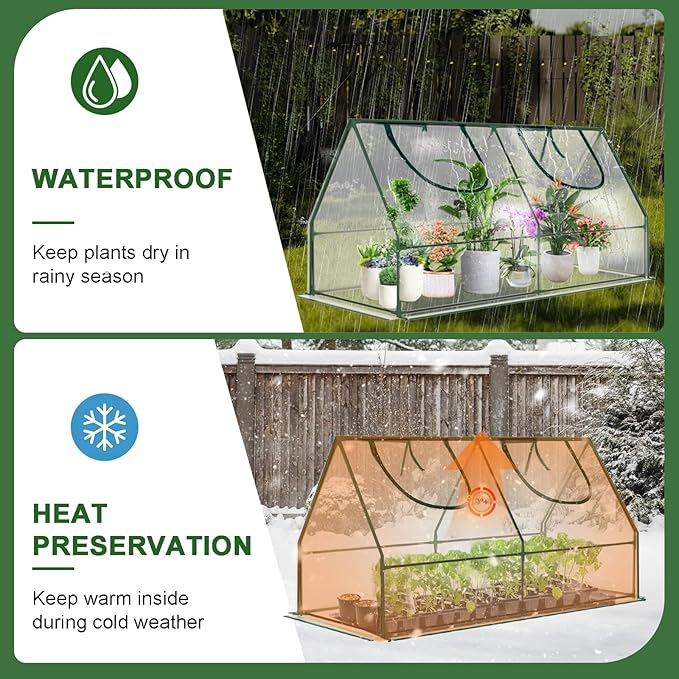 Mini Greenhouse, 47×23×23" Portable Greenhouse for Indoor Outdoor, Small Green House for Plants, Seedling, Germination (Clear, 47x23x23 inch)