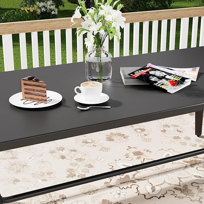 5-Piece Patio Furniture Set, Outdoor Table and Chairs with Rectangular All-Iron Coffee Table and 4 Chairs with Thick Cushions, Patio Conversation Set for Backyard, Balcony and lawns,Grey