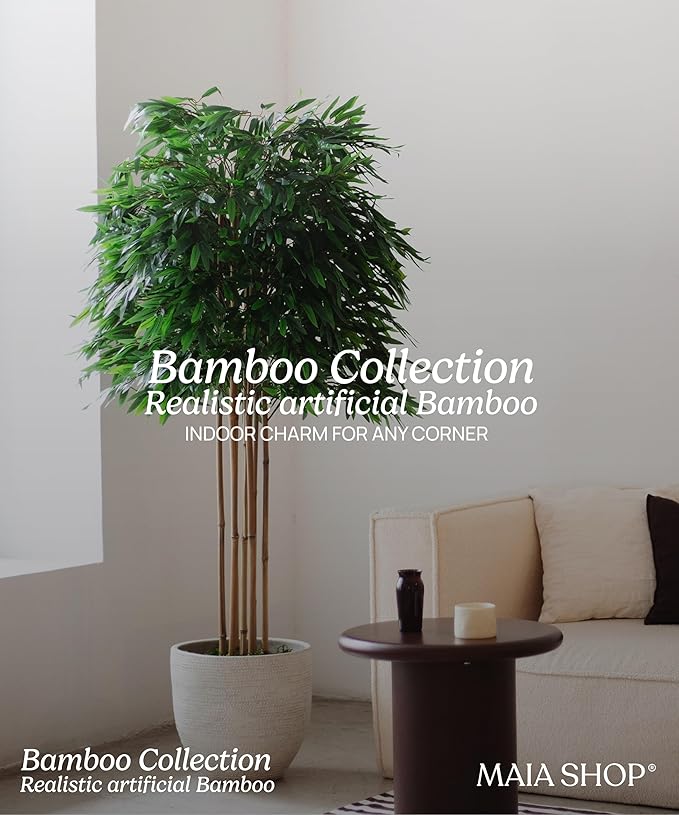 Maia Shop 7ft Artificial Bamboo Tree Plant for House, Apartment or Office – Realistic Fake Indoor Plants for Living Room, Bedroom, Bathroom, Entryway