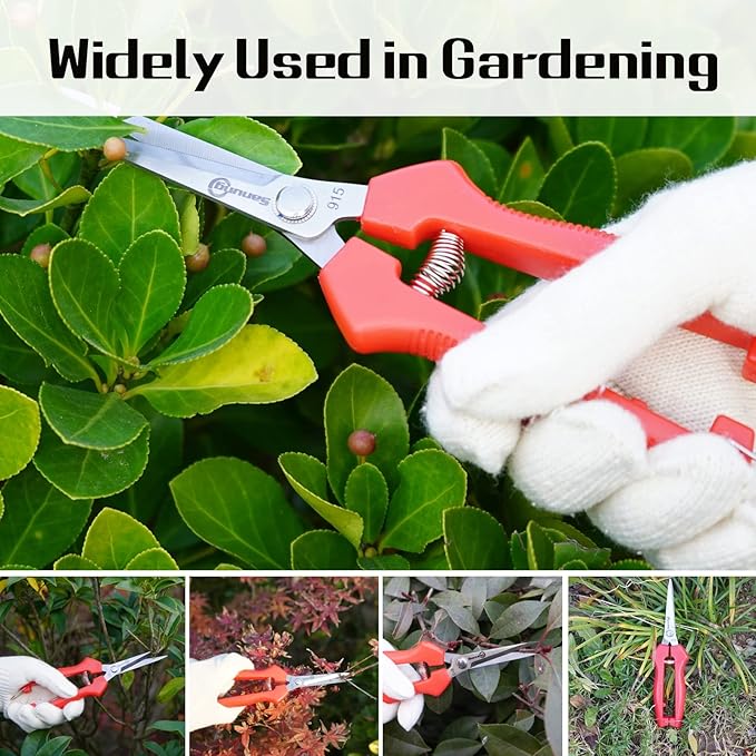 Sanung 2 PACK Pruning Shears,Straight Stainless Steel Pruning Shears Hand Pruner Garden Trimmer Scissors Clippers with PVC Handle Safety Lock Pruning Shears for Gardening Tree Trimming