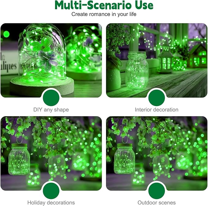 ZSJWL 6 Pack Rechargeable Fairy Lights with Remote & DIY Timer, 7Ft 20LED Mini Battery String Light, Twinkle Silver Copper Wire Lights for Wedding Party Bedroom Christmas Table Decoration (Green)