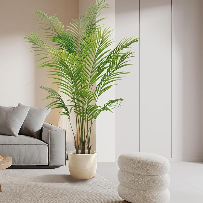 Artificial Palm Tree 5ft - Faux Tree Nearly Natural Indoor Outdoor, UV-Resistant Tall Artificial Plants, Standing Fake Plant Tree, Large Fakeplant for Home Office Living Room Decor