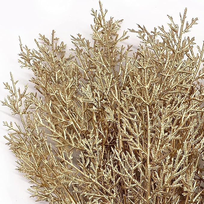 Gold Antlers Grass Artificial Plants Christmas Decoration, Faux Golden Twig Branches Plastic Fake Branch Plant for Xmas Party Home Garden Indoor Outdoor Wedding Table Centerpiece DIY Decor - 3 Pack
