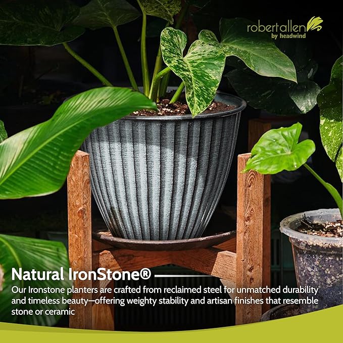 Headwind Monroe Natural Ironstone Collection - 12 Inch Sage Green Plant Pot – for Succulent Pots, Flower Pot, Planters for Indoor Plants & Outdoor Planter Pots for Plants by Robert Allen