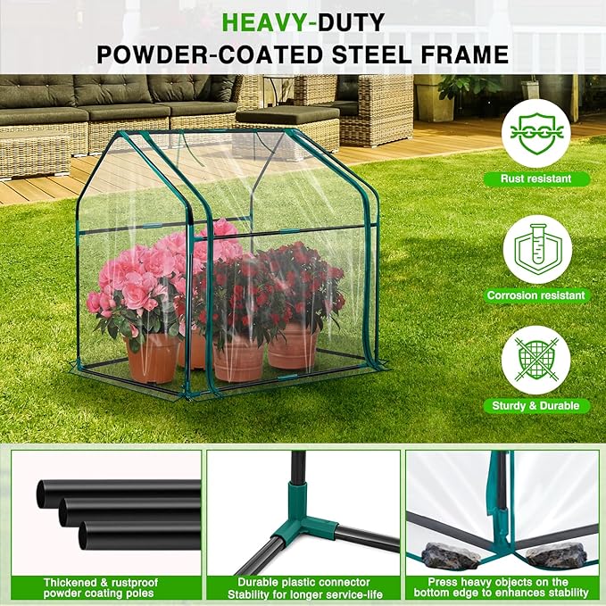 Yesker Mini Greenhouse 36"x18"x33" Portable Small Green House for Indoor Outdoor Greenhouses with PVC Cover Compact Greenhouses Kit for Winter Gardening Balcony Patio Outside Backyard Plant Protection