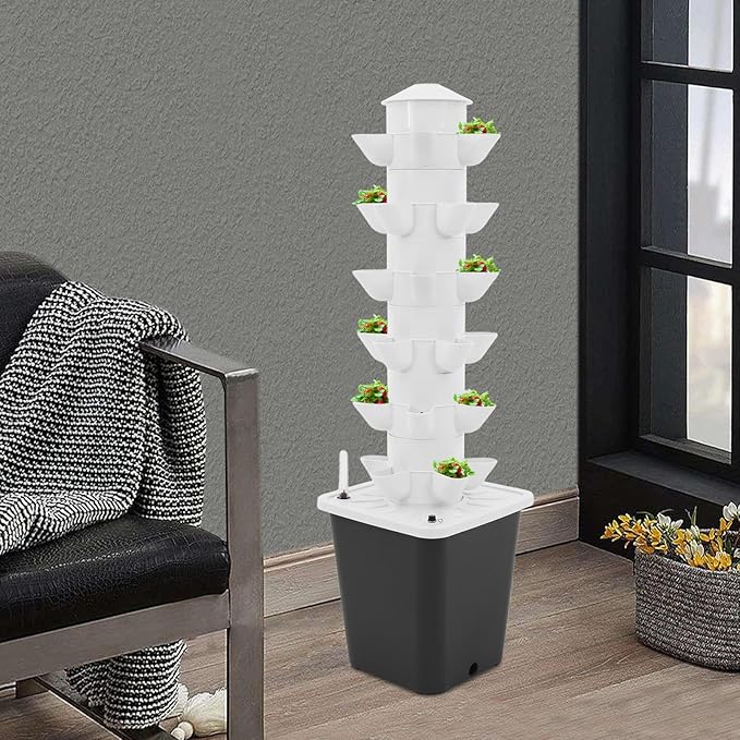 Hydroponic Growing System, 30-Plant Vegetable Planter Tower Outdoor Indoor Garden Vertical Planter Germination Kit with Water Pump & Intelligent Water Circulation for Gardening Lover