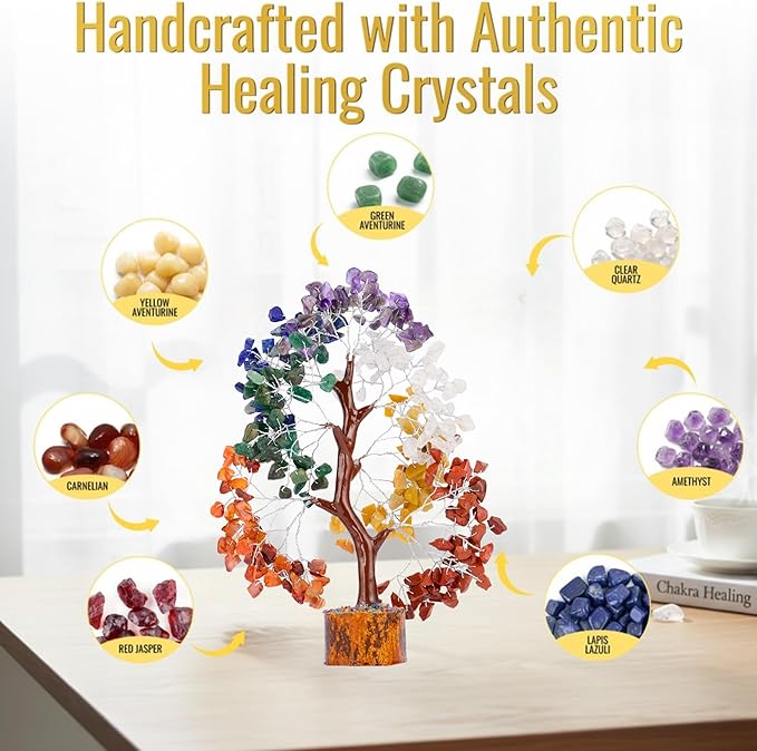 ANAYA AGATE 7 Chakra Crystal Tree Birthday Gifts for Women Healing Crystal Tree of Life Sister Birthday Gifts Room & Home Decor Gift for Mom Her Positive Energy New House Warming Gift Women Unique