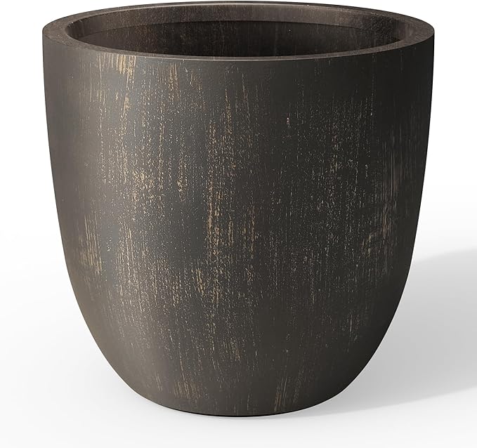 Kante Round Concrete Planter, Large Outdoor Indoor Garden Pots with Drainage Hole, 18-Inch Diameter Flower Pots for Patio, Garden and Home, Antique Bronze