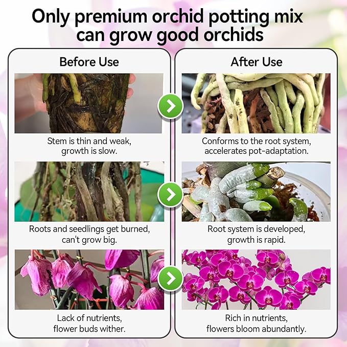 BYSHIGEBAO Orchid Bark Potting Mix with Pine Bark and Perlite, Fast Draining Orchid Soil for Healthy Roots, Ideal for Repotting Orchid and Orchid Bark for Indoor Plants (2 Quarts)