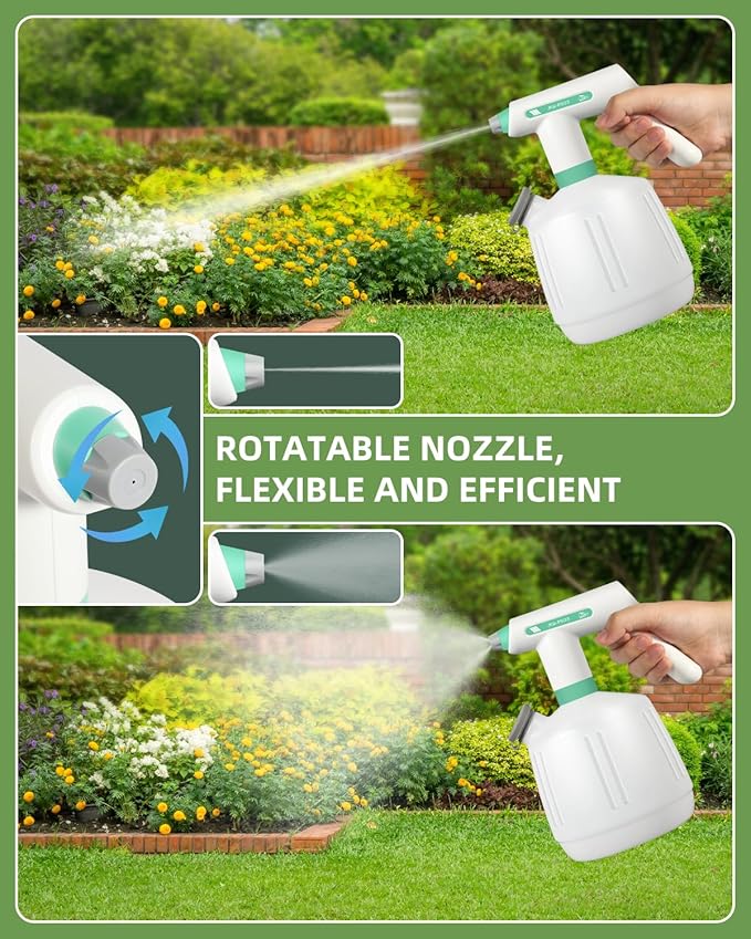 Uten Cordless Electric Sprayer - 2L Rechargeable Electric Spray Bottle, Power Display, Extended Nozzle for Hard-to-Reach Areas, Multi-Use for Cleaning, Watering, Disinfecting