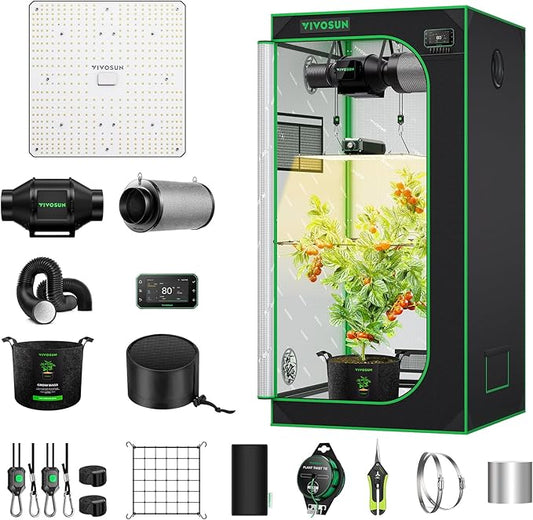 VIVOSUN Smart Grow Tent Kit 2.7 × 2.7ft WiFi-Integrated Automatic Complete Grow System with Full Spectrum LED Grow Light, Efficient Ventilation System with GrowHub E42A+ Controller