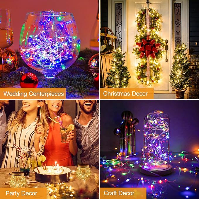 btfarm 6 Pack Fairy Lights Battery Operated [3 Modes], 7ft 20 Led Twinkle String Lights Waterproof Bulk Small Mini Sliver Wire for Christmas Mason Jars Wedding Table Centerpiece, Warm White/Colorful