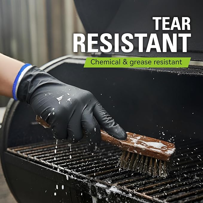 BBQ Gloves Heat Resistant - 6 Cotton Liners, 100 Food Grade Disposable Nitrile Gloves for Safe Cooking and Grilling