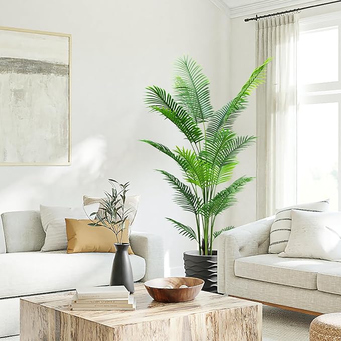 HAIHONG 6FT 2Packs Artificial Palm Tree,Faux Areca Palm Plant with Real Touch Leaves and Adjustable Branches,Fake Tropical Palm Tree for Home Office Indoor Outdoor Modern Decoration
