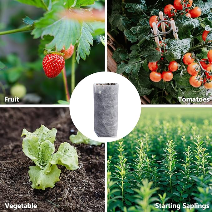 Belit 100 Pcs 10.2" H Deep Nursery Grow Bags, Non-Woven Plants Pots Container for Starting Rooted Plants Vegetable, Flower, Seedling Tree