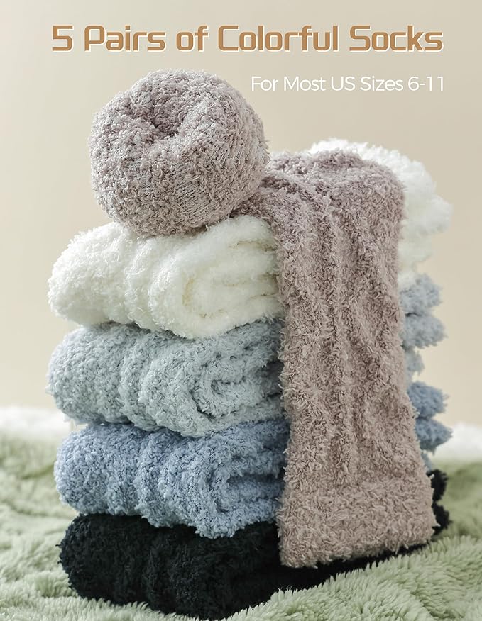 TEHOOK Warm & Cozy Valentines Gifts for Women, Fluffy Fuzzy Plush Sleeping Slipper Socks - Soft Warm Fabric