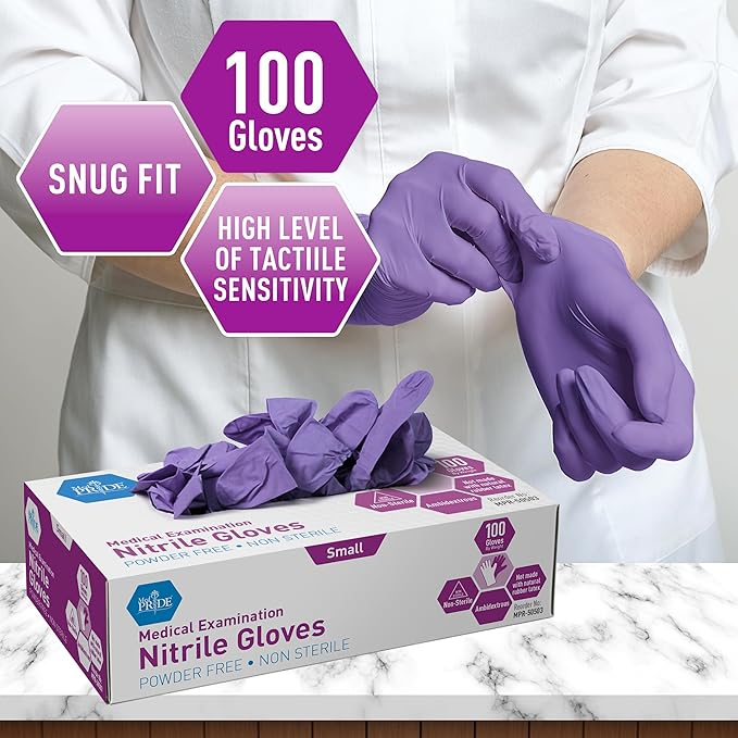 MedPride Powder-Free Nitrile Exam Gloves, Small, Case/1000 (100 Count (Pack of 10))
